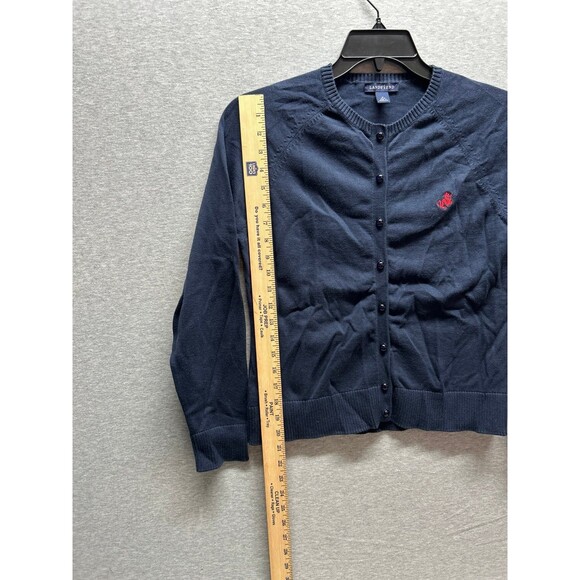 Lands’ End  Button Up Navy Blue Cardigan, Sweater Size M - Picture 9 of 10